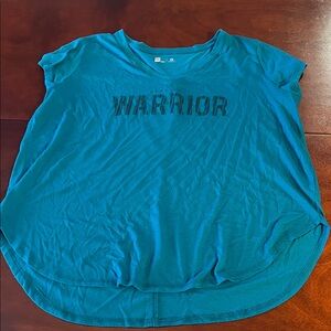 Xersion Teal “work out Warrior” short sleeve Graphic activewear Tee